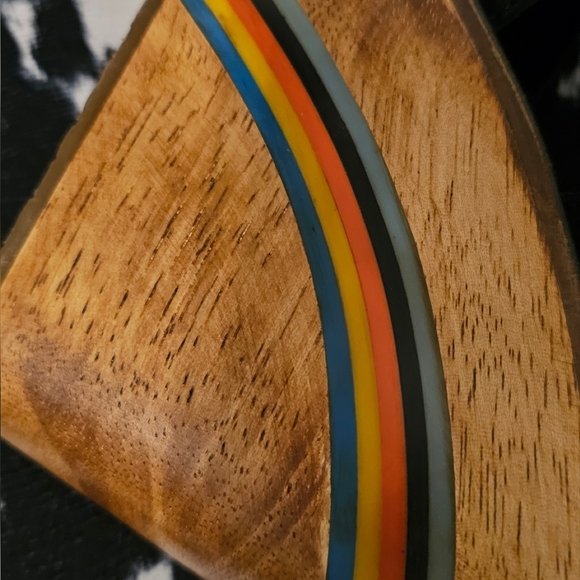Steve Madden Vintage Black Wedge - Wood Heel with rainbow inlay. 9.5. RARE - Picture 2 of 6